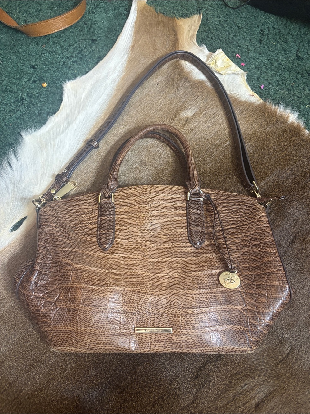 Brahmin lizard leather 2way duxbury bag